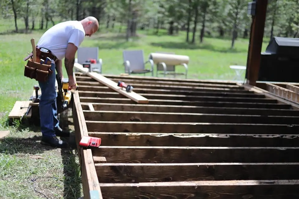 deck under construction with rob