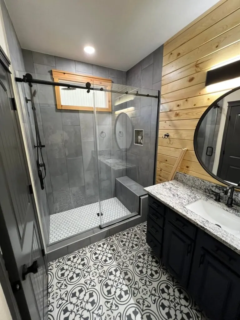 clean lines and minimalist design, luxury bathroom build