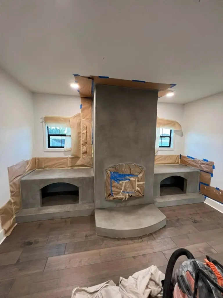 custom fireplace addition in progress