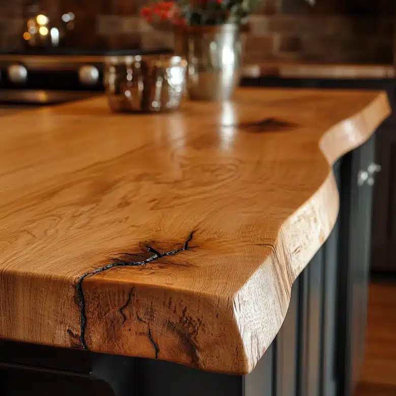 wood countertop with knots and imperfections